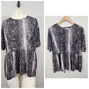 Zara‎ Trafaluc Snakeskin Print Babydoll Tunic Top Women’s L Lightweight